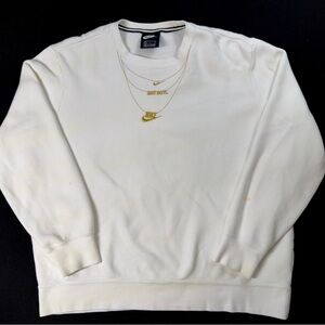Nike Glam Dunk Embroidered Gold Chain White Sweatshirt Womens Size S